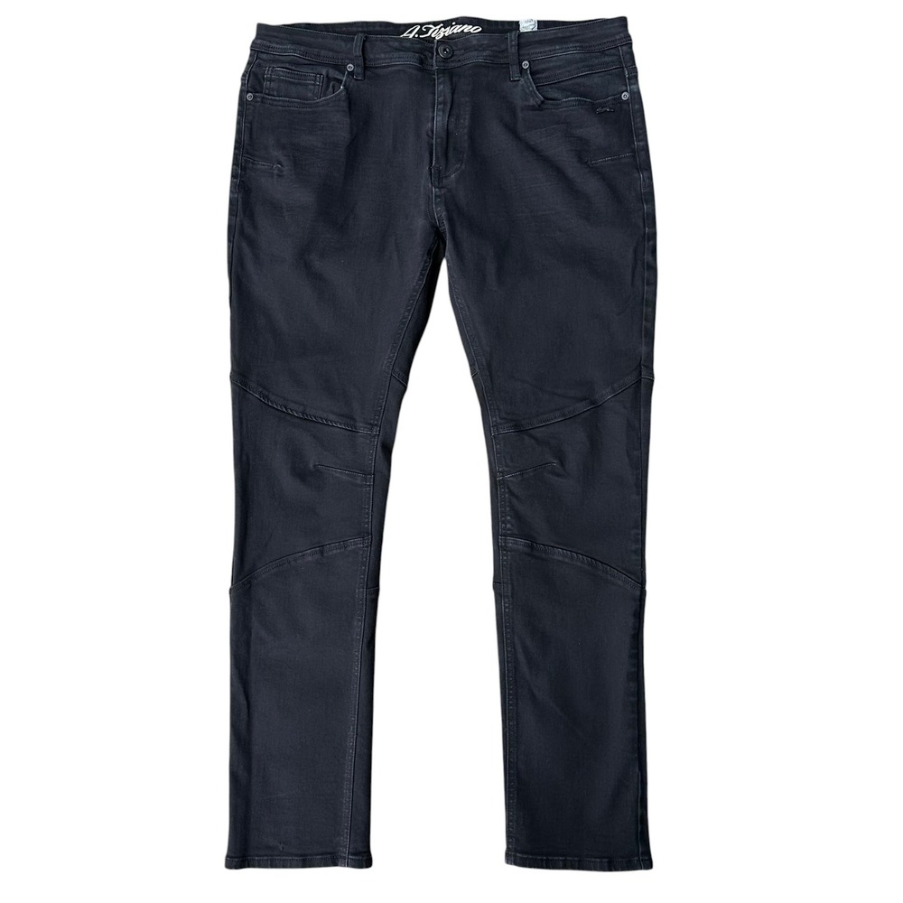 A. Tiziano Mens Black Moto Biker Jeans Stretch Slim Fit Size 40X31